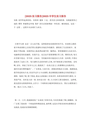 2025中学生实习报告