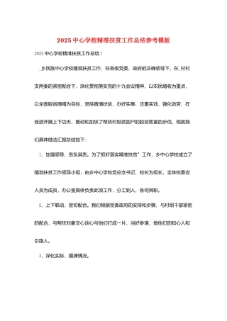 2025中心学校精准扶贫工作总结参考模板