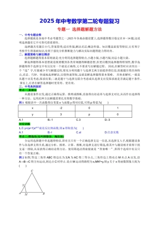 2025中考数学第二轮复习专题