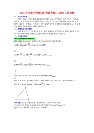 2025中考数学专题知识突破专题二  新定义型问题