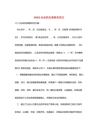 2025企业的自查报告范文