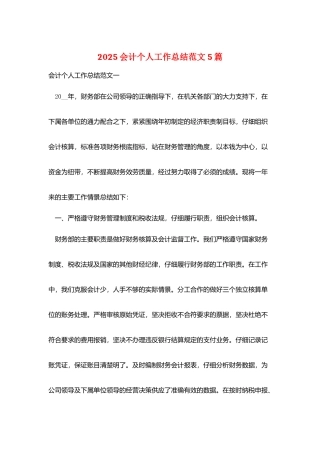 2025会计个人工作总结范文5篇