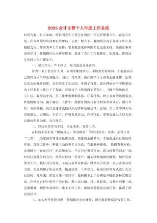 2025会计主管个人年度工作总结