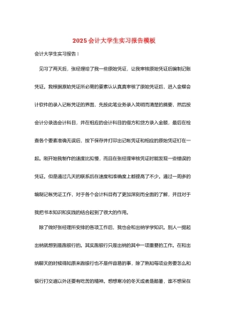 2025会计大学生实习报告模板