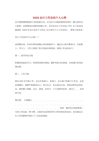 2025会计工作总结个人心得