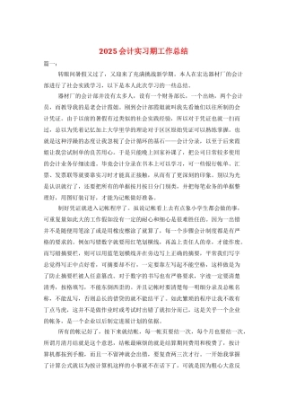 2025会计实习期工作总结