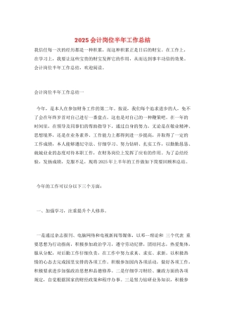 2025会计岗位半年工作总结