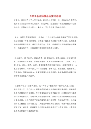 2025会计师事务所实习总结
