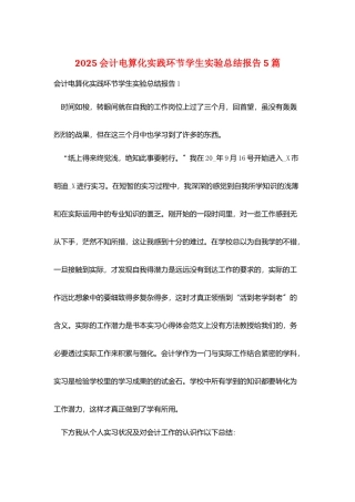 2025会计电算化实践环节学生实验总结报告5篇
