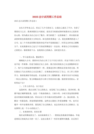 2025会计试用期工作总结