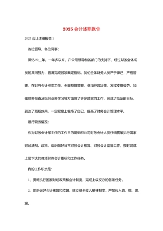 2025会计述职报告