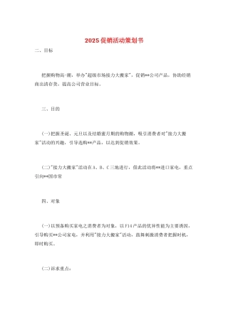 2025促销活动策划书
