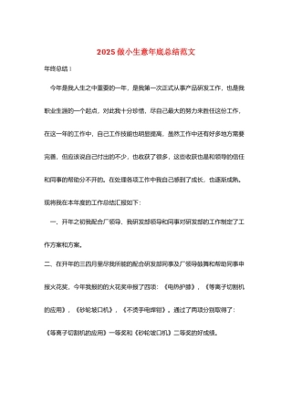 2025做小生意年底总结范文