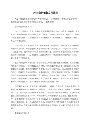 2025全新销售总结报告