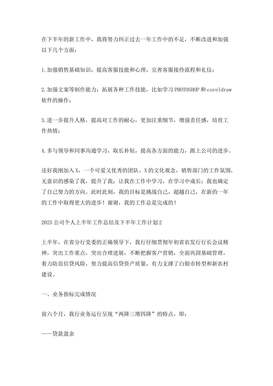 2025公司个人上半年工作总结及下半年工作计划5篇_第2页