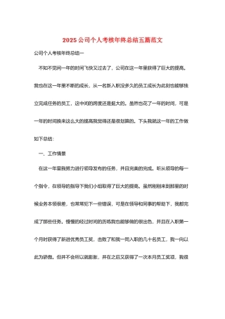 2025公司个人考核年终总结五篇范文