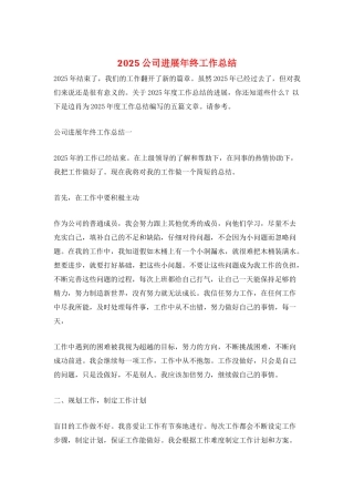 2025公司发展年终工作总结