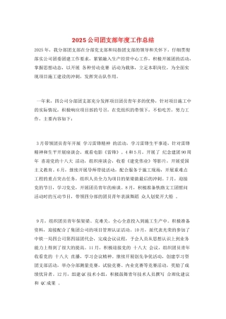 2025公司团支部年度工作总结