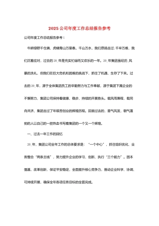 2025公司年度工作总结报告参考