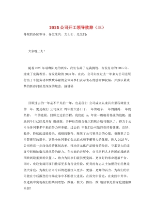 2025公司开工领导致辞(三)