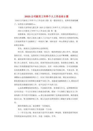 2025公司新员工年终个人工作总结2篇