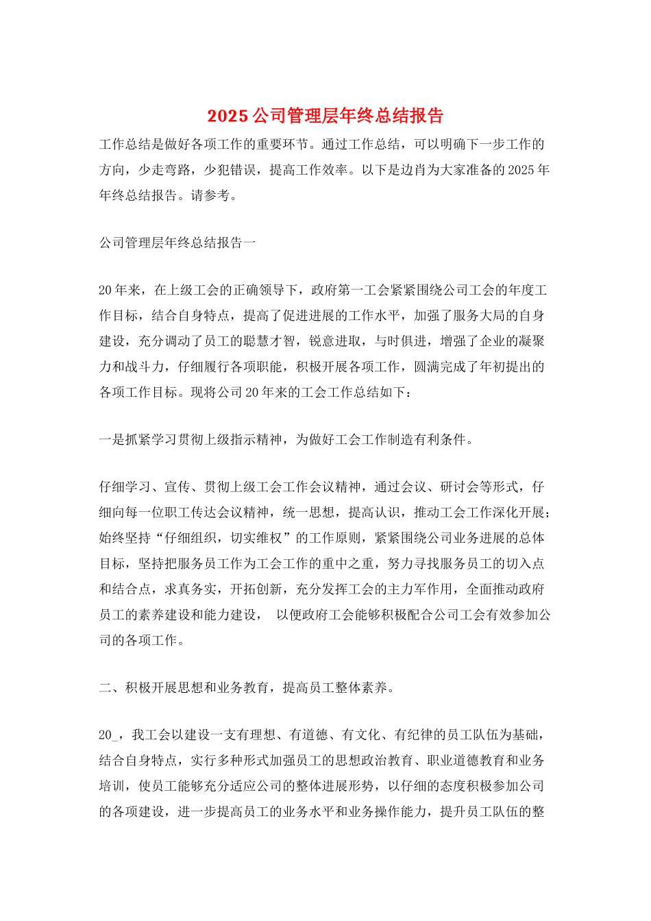 2025公司管理层年终总结报告_第1页