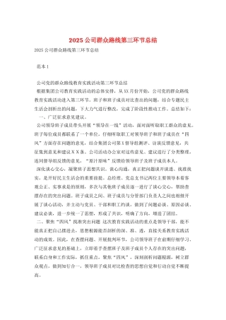 2025公司群众路线第三环节总结