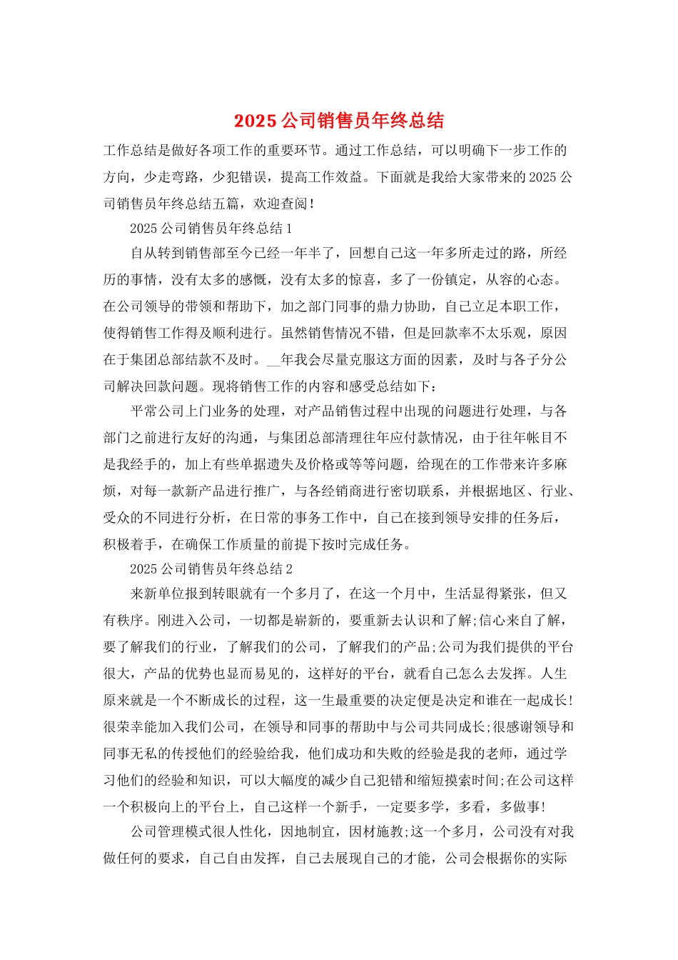 2025公司销售员年终总结_第1页