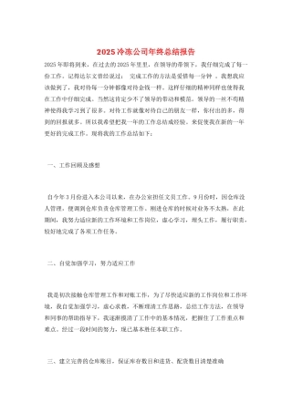 2025冷冻公司年终总结报告