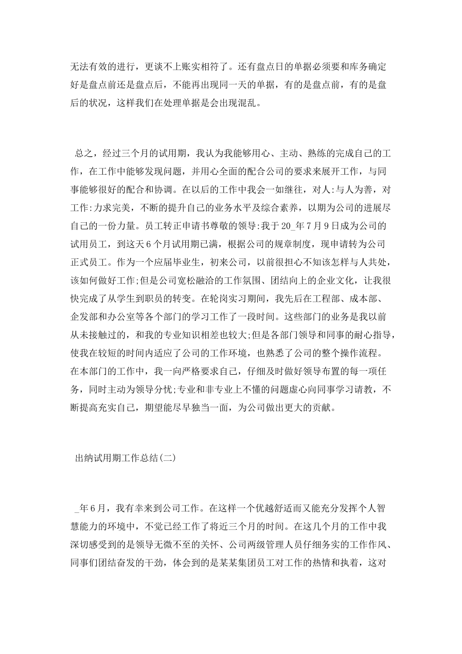 2025出纳试用期工作总结报告范文5篇_第3页