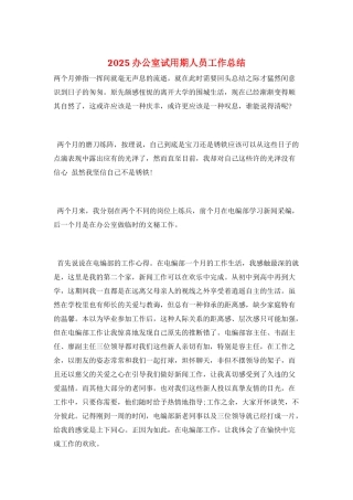 2025办公室试用期人员工作总结