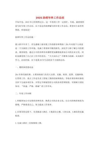 2025助理年终工作总结