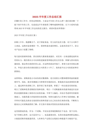 2025半年度工作总结汇报