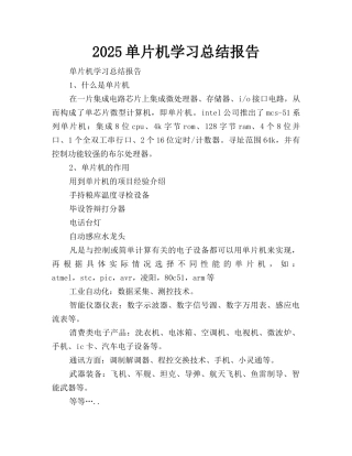 2025单片机学习总结报告