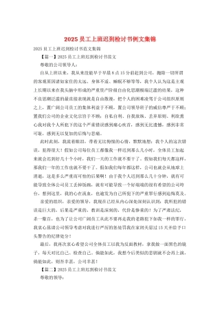 2025员工上班迟到检讨书例文集锦