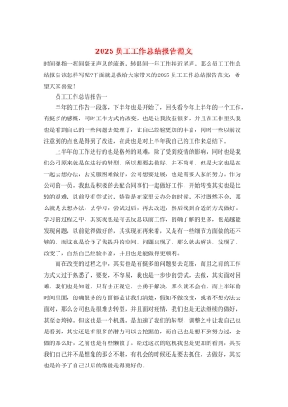 2025员工工作总结报告范文