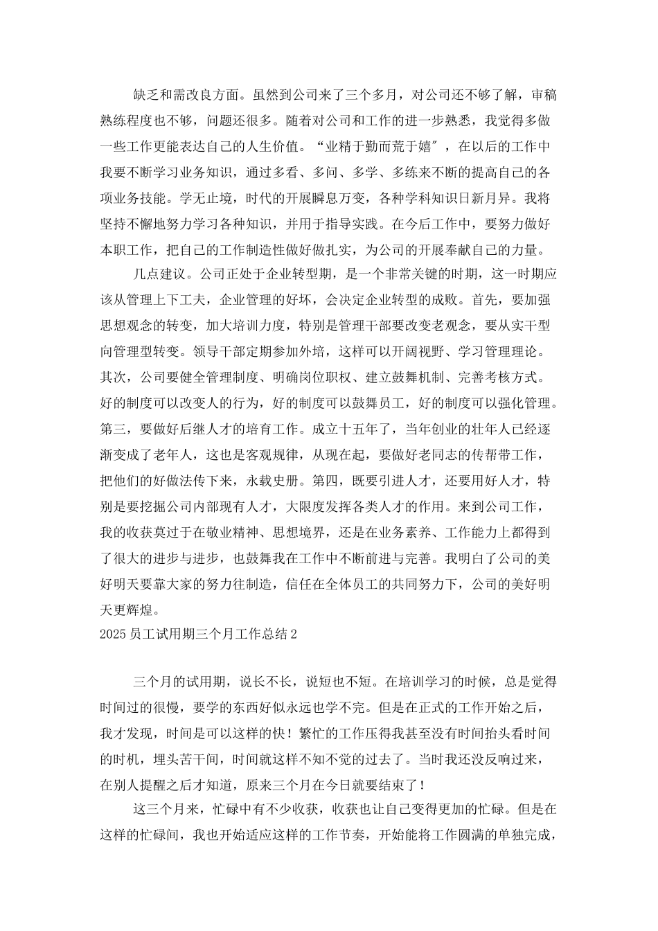2025员工试用期三个月工作总结_第2页