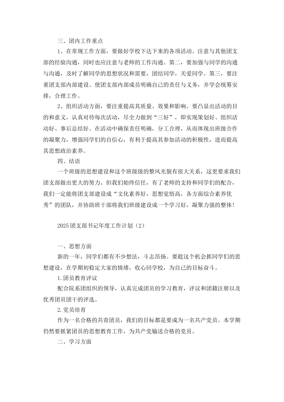 2025团支部书记年度工作计划_第2页