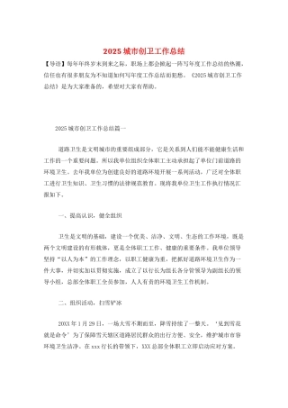 2025城市创卫工作总结