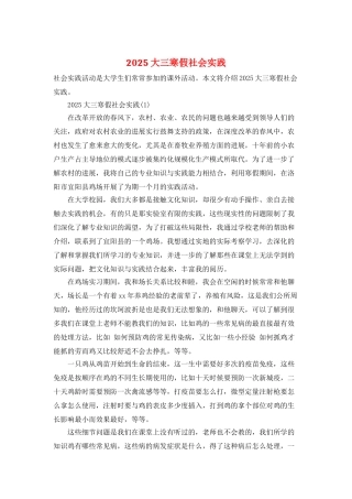 2025大三寒假社会实践