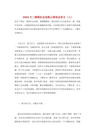 2025大二寒假社会实践心得体会范文(三)