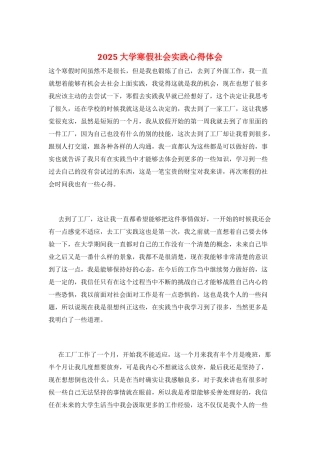 2025大学寒假社会实践心得体会