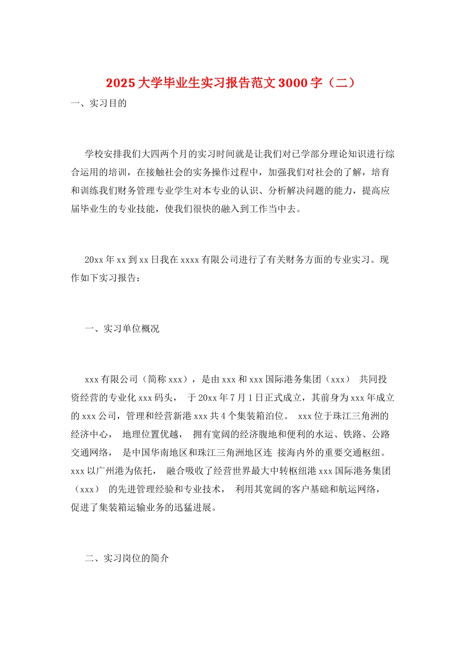 2025大学毕业生实习报告范文3000字(二)_第1页
