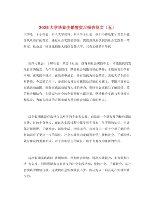 2025大学毕业生销售实习报告范文