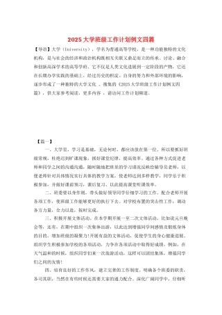 2025大学班级工作计划例文四篇