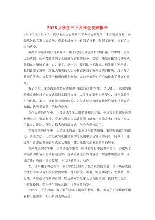 2025大学生三下乡社会实践报告