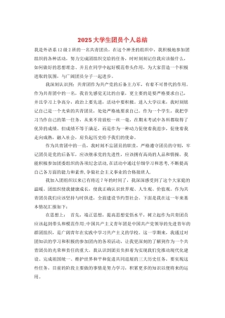 2025大学生团员个人总结