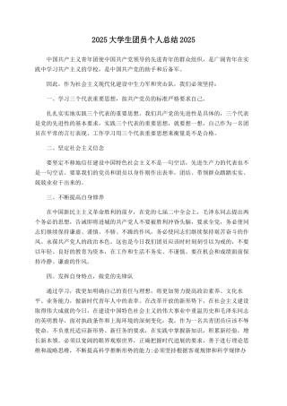 2025大学生团员个人总结2025