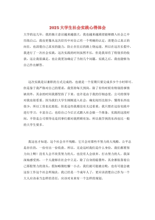 2025大学生社会实践心得体会