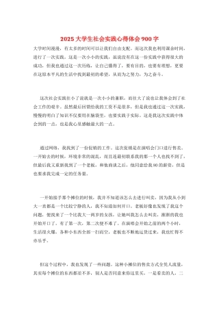 2025大学生社会实践心得体会900字